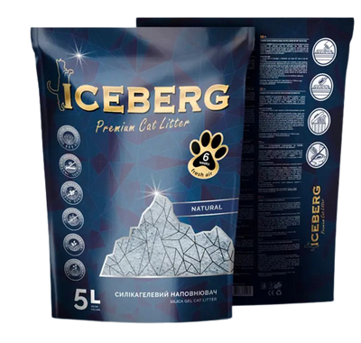 Айсберг Iceberg гігієнічний силікагелевий наповнювач для котячого туалету, без аромату, 5 л (2080) 5651 фото