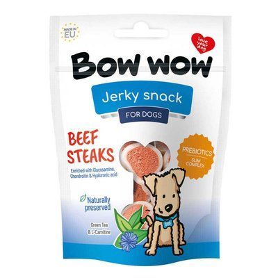 Ласощі для собак "Bow wow" 80 гр, снеки з яловичини у вигляді стейків BW542 фото