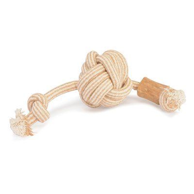 Игрушка для собак CAMON мяч канат с палочкой из кофейного дерева на веревке, 40 см, d.3/4cм*4,5 см AD704 фото