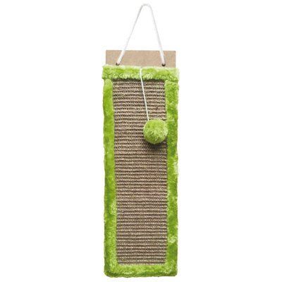Когтеточка для кошек Croci 50*15 см доска подвесная с игрушкой, фанера/плюш/сизаль, зеленая (C6020593) 8222 фото