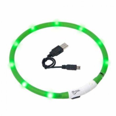 Нашийник світний силіконовий Croci LedCollar USB для собак, зелений, 40 см (C5158678) 6224 фото