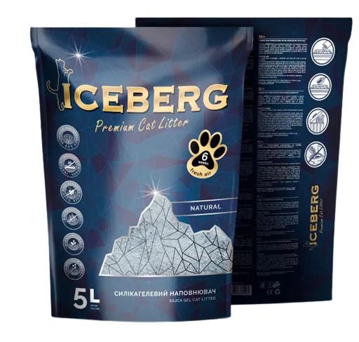 Айсберг Iceberg гигиенический силикагелевый наполнитель для кошачьего туалета, без аромата, 5 л (2080) 5651 фото
