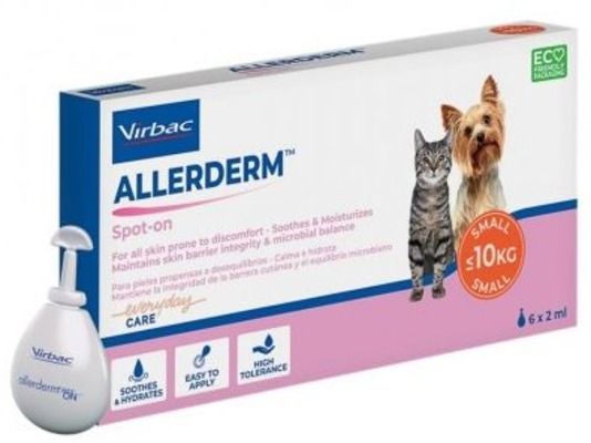 Алердерм Virbac Allerderm spot-on дерматологічні краплі для кішок і собак менше 10 кг, 6 піпеток по 2 мл 4144 фото