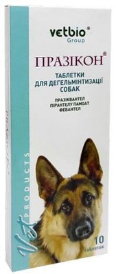 Празікон антигельмінтний препарат для собак, 10 таблеток, 1 таблетка на 10 кг 5028 фото