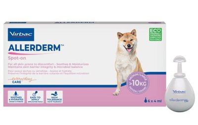 Алердерм Virbac Allerderm дерматологічні краплі для середніх і великих собак більше 10 кг, 6 піпеток по 4 мл 4145 фото