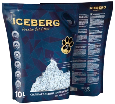 Айсберг Iceberg гігієнічний силікагелевий наповнювач для котячого туалету, без аромату, 10 л (2081) 5652 фото