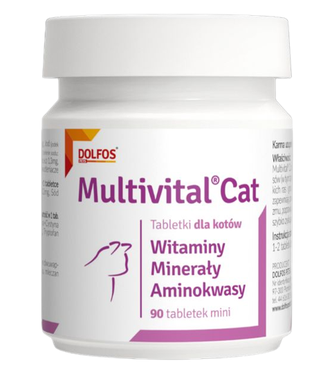 Мультивітал Кет Multivital Cat Dolfos вітамінно-мінеральна добавка з амінокислотами для котів, 90 таблеток 603 фото