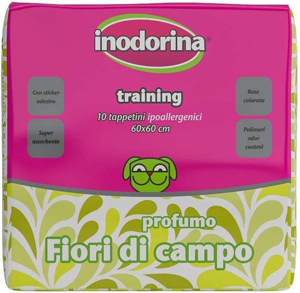 Пеленки гигиенические Inodorina Training Fiori 60*60 см для собак, с запахом цветов, 10 пелёнок 5705 фото