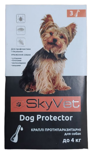 Скайвет SkyVet Dog Protector капли от блох и клещей для собак весом до 4 кг, 3 пипетки 5099 фото