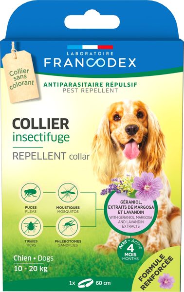 Нашийник-репелент Francodex Repellent Collar з гераніолом від бліх і кліщів для собак вагою 10 - 20 кг, 60 см 7162 фото