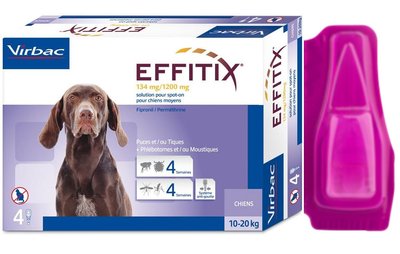 Ефітікс 10 - 20 кг Effitix Virbac краплі для собак від бліх, кліщів, комарів, мух, волосоїдів, 1 піпетка 3736 фото