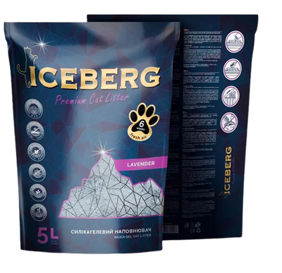 Айсберг Iceberg гігієнічний силікагелевий наповнювач для котячого туалету, з ароматом лаванди, 5 л (2082) 5653 фото