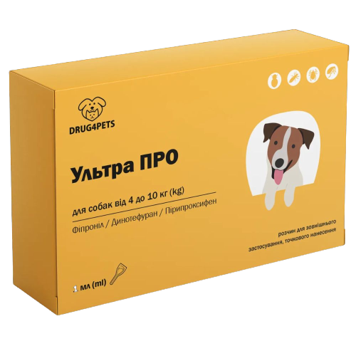 Ультра ПРО капли от блох и клещей для собак весом от 4 до 10 кг, 1 пипетка 5336 фото