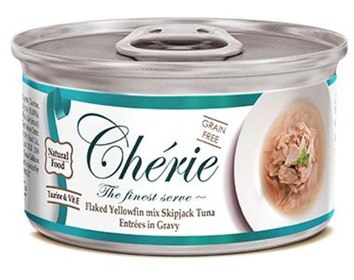 Cherie Signature Gravy Mix Tuna кусочки желтоперого и полосатого тунца в соусе, влажный корм для кошек, 80 гр (CHS14301) 7378 фото