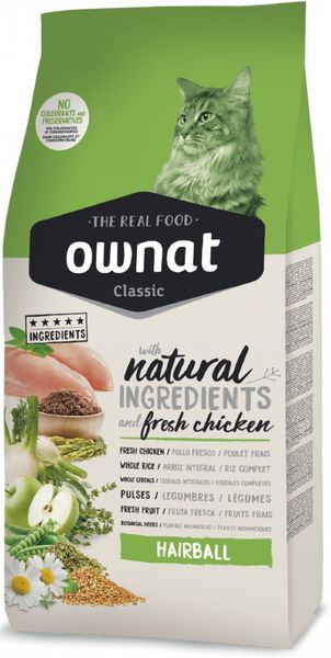 Овнат Виведення шерсті Ownat Classic Cat Adult Hairball збалансований сухий корм для котів, 1,5 кг (16211) 2066 фото