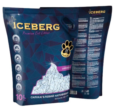 Айсберг Iceberg гігієнічний силікагелевий наповнювач для котячого туалету, з ароматом лаванди, 10 л (2083) 5654 фото