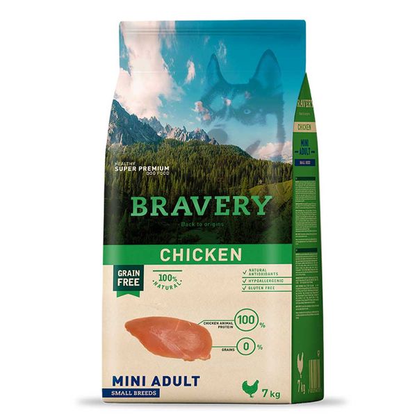 Бравери Bravery Chicken Adult Mini Dog беззерновой сухой корм с курицей для собак мелких пород, 7 кг (6701) 6534 фото