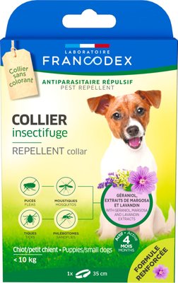 Нашийник-репелент Francodex Repellent Collar з гераніолом від бліх, кліщів для цуценят, собак менше 10 кг, 35 см 7164 фото