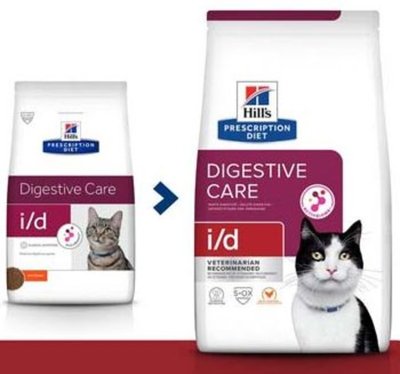 Хілс Hill's PD Feline I/D Digestive Care Chicken (AB+) лікувальний корм для кішок і кошенят при захворюваннях ШКТ, 400 гр (606178) 7532 фото