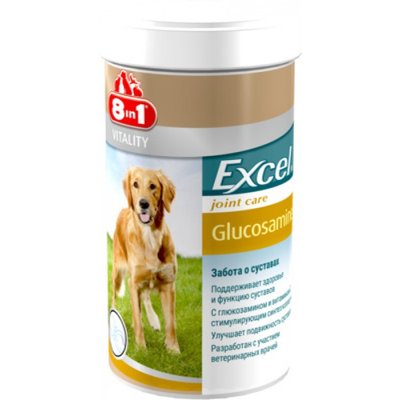 Вітаміни 8в1 Excel Glucosamine глюкозамін з вітаміном С для зміцнення суглобів собак, 55 таблеток 1494 фото