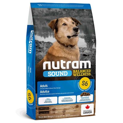 Нутрам S6 Nutram Sound BW Adult Dog курица с коричневым рисом, сухой корм холистик для взрослых собак, 11,4 кг (S6_(11.4kg)) 6380 фото