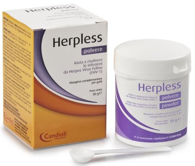 Херплес Candioli Herpless Powder порошок для зменшення симптомів герпес вірусу у кішок, 30 гр 4203 фото