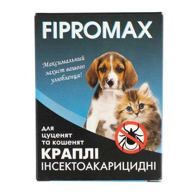 Краплі SUPREMO FIPROMAX д/кошенят і цуценят вагою 1,5-4 кг, 0,5 мл. 2 піп./уп.(фіпроніл, пірипроксифен) НФ-00001691 (F-001) фото