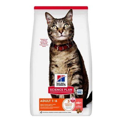 Хилс Hills Science Plan Feline Adult Salmon сухой корм с лососем для кошек и котов в возрасте от 1 года до 6 лет, 10 кг 15570 фото