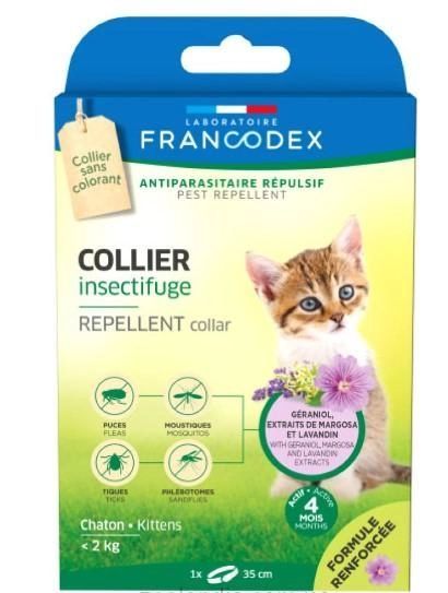 Нашийник-репелент Francodex Repellent Collar з гераніолом від бліх і кліщів для кошенят, 35 см 7165 фото