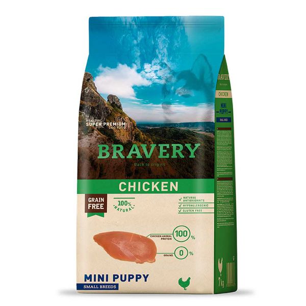 Бравери Bravery Chicken Mini Puppy беззерновой сухой корм с курицей для щенков мелких пород, 600 гр (8309) 6536 фото