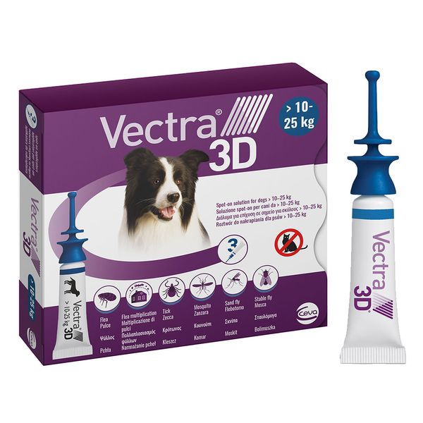 Вектра 3D Vectra 3D Ceva капли от блох, клещей, комаров для собак весом от 10 до 25 кг, 1 пипетка 581 фото