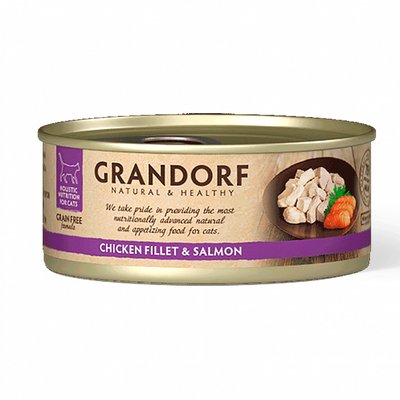 Grandorf Chicken Breast & Salmon куряча грудка і лосось, консерва для котів, 70 гр (70503) 5916 фото