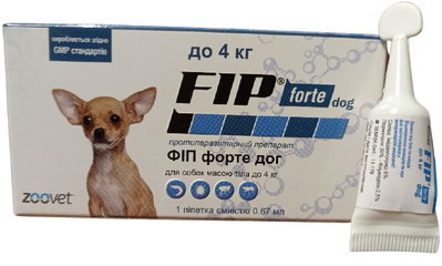 Фіп Форте Fip Forte краплі від бліх, кліщів, вошей і комарів для собак вагою до 4 кг, 1 піпетка 1580 фото