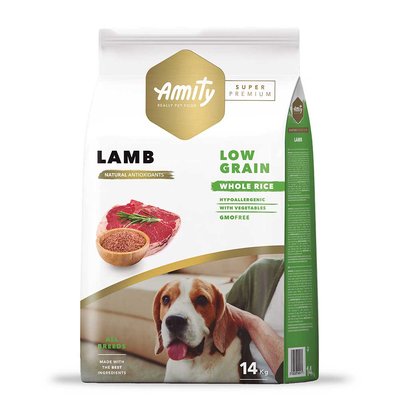 Амити Amity Super Premium Low Grain Lamb Adult низкозерновой сухой корм с ягненком для взрослых собак, 14 кг (580 LAMB  14 KG) 6333 фото