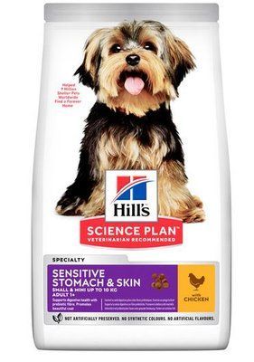 Хилс Hill's SP Canine Adult Small & Mini Sensitive Stomach & Skin корм для чувствительных собак до 10 кг, 1,5 кг (604247) 7639 фото