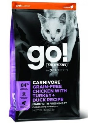 Гоу! Go! Solutions Carnivore Fit + Free Grain Free Chicken, Turkey, Duck Recipe сухой беззерновой корм для кошек с курицей, индейкой и уткой, 1,4 кг (FG00040) 6083 фото