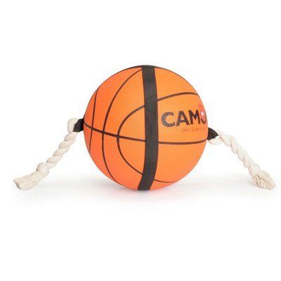 Игрушка для собак CAMON мяч резиновый для баскетбола с веревочными ручками, 22 см AD0540 фото