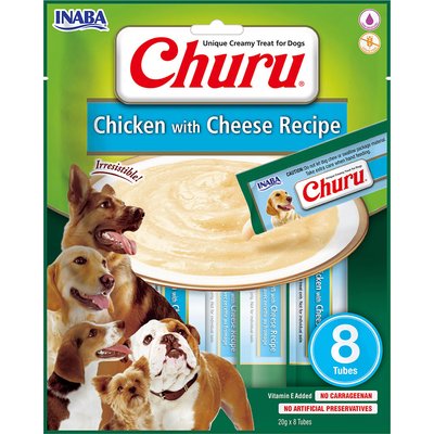 Лакомства для собак Inaba Churu Chicken with Cheese Recipe сливочный мусc, курицa с сыром, 8 стиков по 20 гр (EUD604) 6235 фото