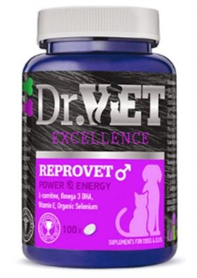 Репровет Dr.Vet Reprovet Male витаминно-минеральная добавка для самцов собак и кошек, 100 таблеток (07-110821) 6707 фото