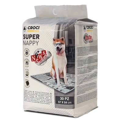 Пелюшки для собак Croci Super Nappy (принт газета) 57*54 см, 30 пелюшок в упаковці (C6028720) 5220 фото