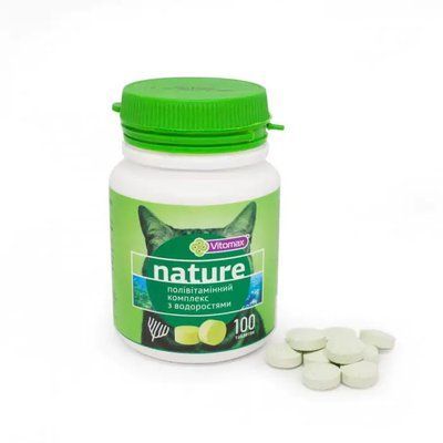 Витомакс Vitomax Nature поливитаминный комплекс таблеток со вкусом водорослей для кошек, 100 таблеток 11725 фото