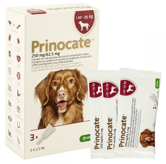 Принокат Prinocate Large Dog капли от блох и клещей для больших собак весом 10 - 25 кг, 3 пипетки по 2,5 мл 4218 фото