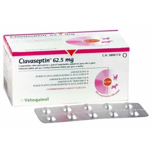 Клавасептин 62,5 мг Clavaseptin Vetoquinol антибиотик для собак и кошек, 10 таблеток 1367 фото