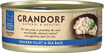 Grandorf Chicken Breast & Sea Bass куряча грудка і морський окунь, консерва для котів, 70 гр (70512) 5919 фото