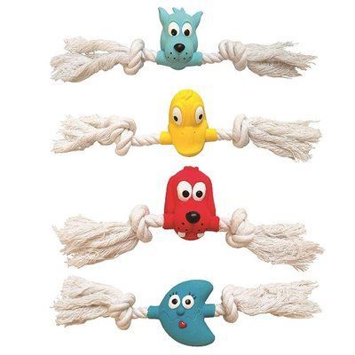 Игрушка для собак TETRAPET York, латексные головы животных на веревке с пищалкой, 20 см 487,90 фото