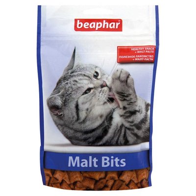 Малт Бітс Beaphar Malt Bits Katze подушечки - ласощі для виведення шерсті зі шлунка кішок і кошенят, 150 гр (13247) 7324 фото