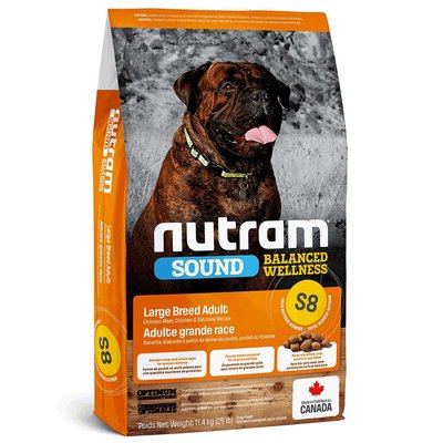Нутрам S8 Nutram Sound BW Large Breed Adult Dog сухой корм с курицей для взрослых собак крупных пород, 11,4 кг (S8_(11.4kg) 6385 фото