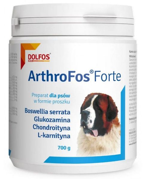 Артрофос Форте Arthrofos Forte Dolfos добавка з глюкозаміном, хондроїтином для хрящів, суглобів і зв'язок собак, 700 гр порошок 588 фото