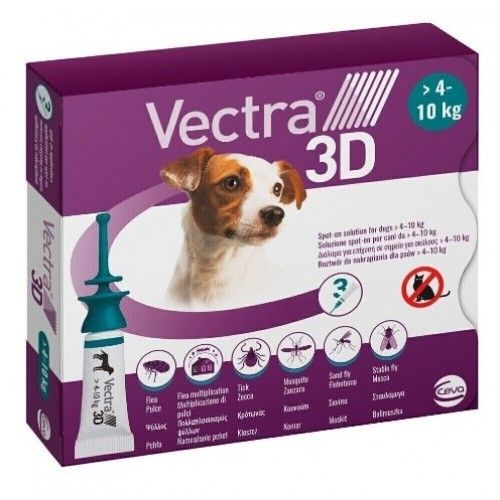 Вектра 3D Vectra 3D Ceva капли от блох, клещей, комаров для собак весом от 4 до 10 кг, 3 пипетки 895 фото