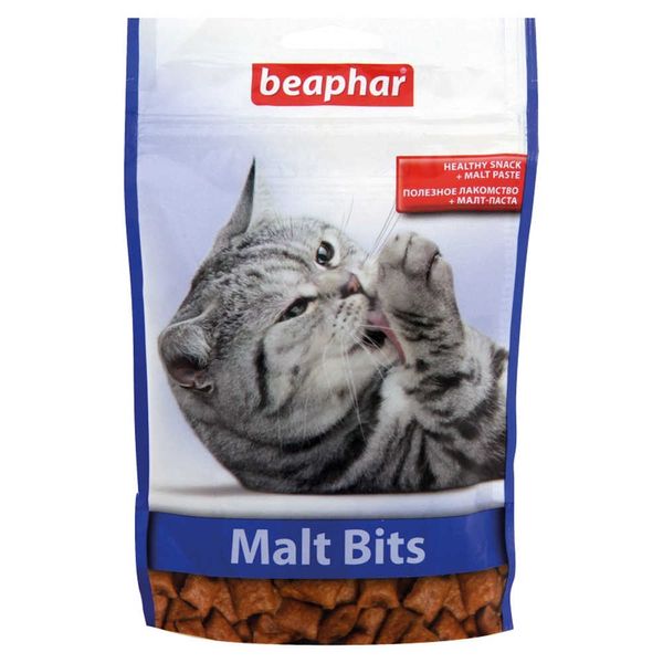 Малт Битс Beaphar Malt Bits Katze подушечки - лакомство для выведения шерсти из желудка кошек и котят, 150 гр (13247) 7324 фото